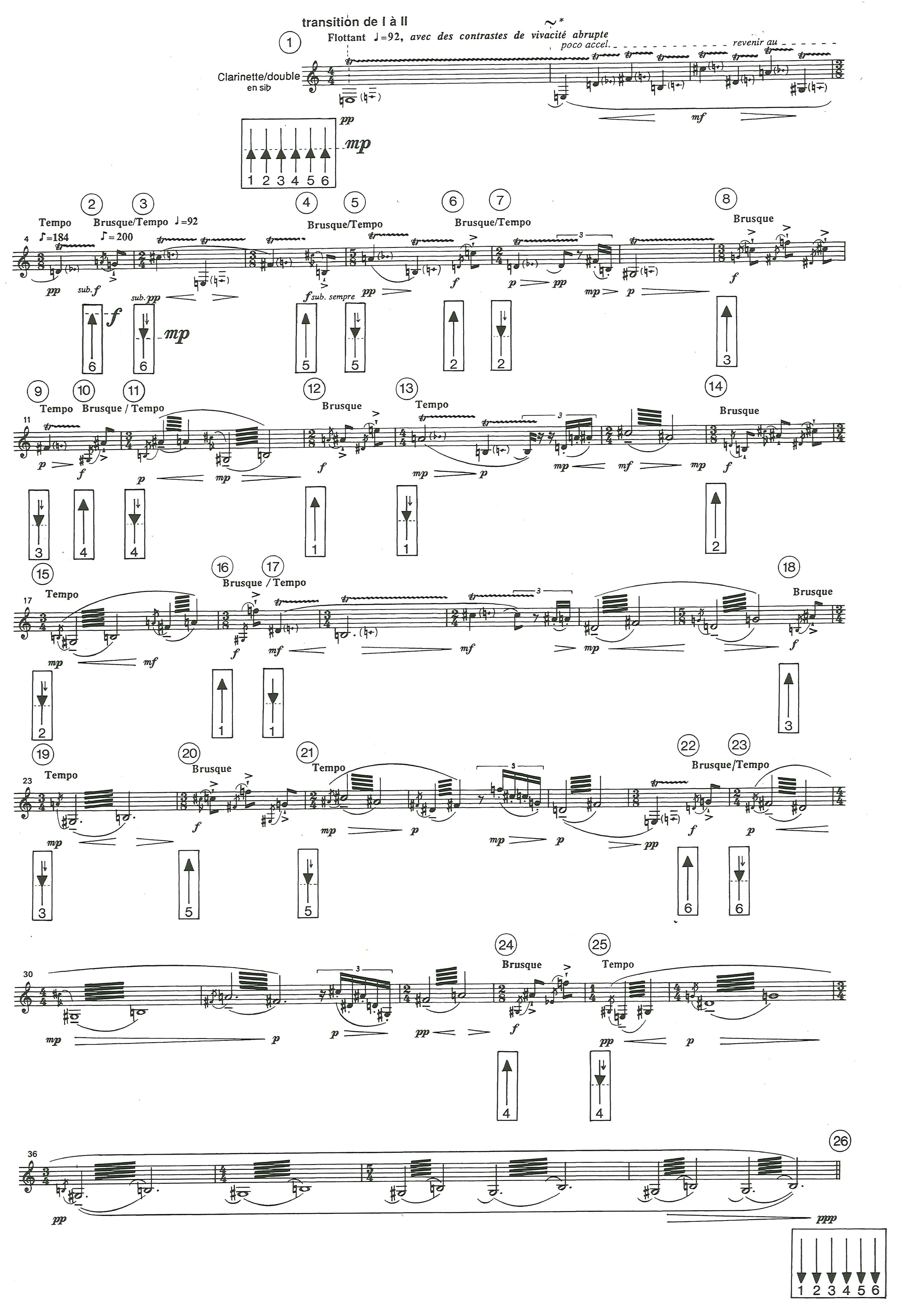 Full Transition I–II score with the published spatialization cues